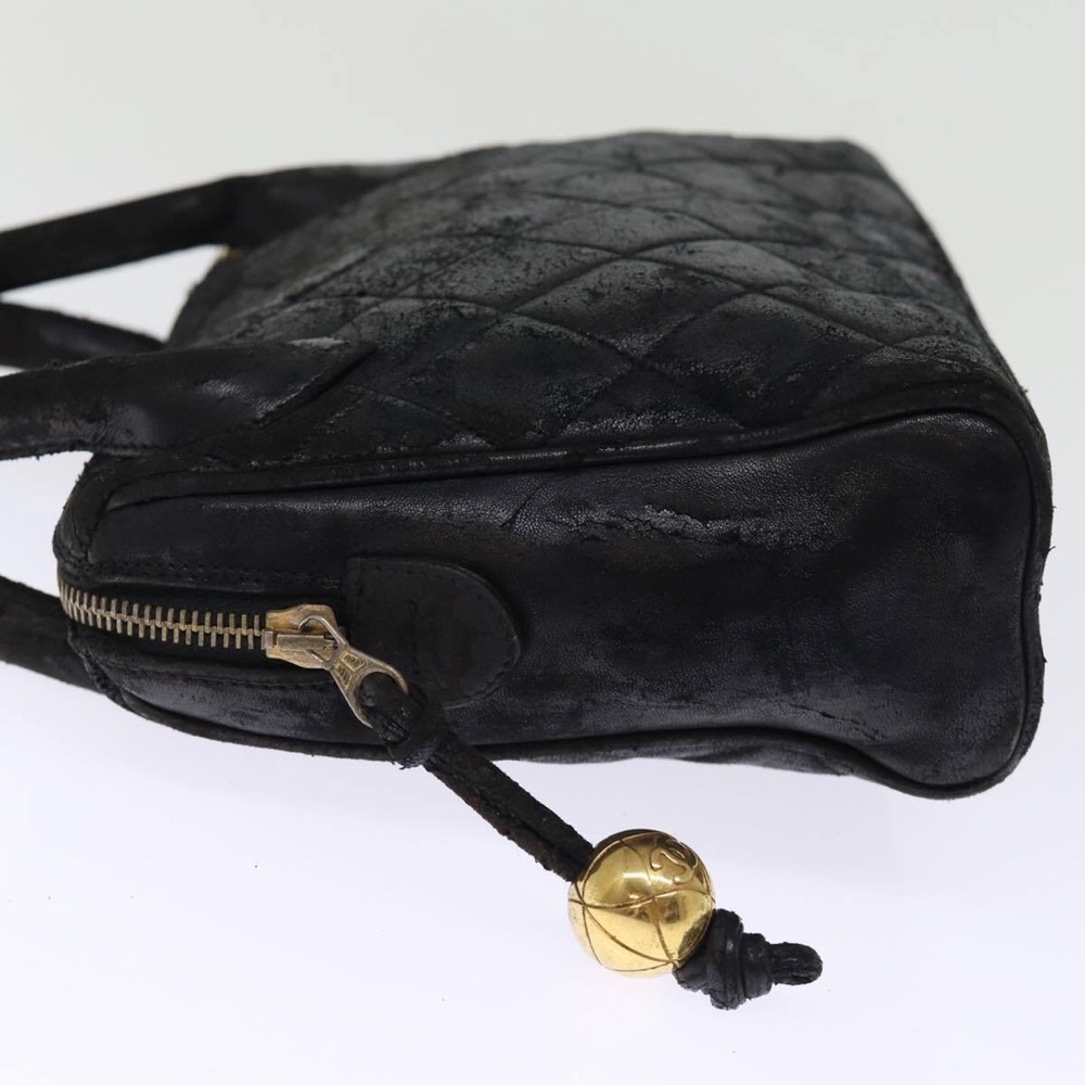 CHANEL Matelasse Hand Bag Lamb Skin Black CC Auth bs14707 - Picture 3 of 4
